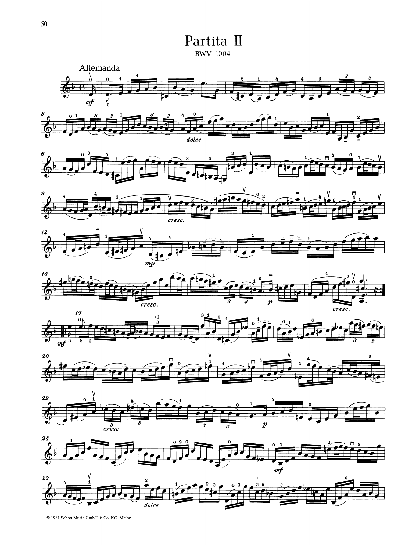 Johann Sebastian Bach Partita II Sheet Music Notes & Chords for Woodwind Solo - Download or Print PDF