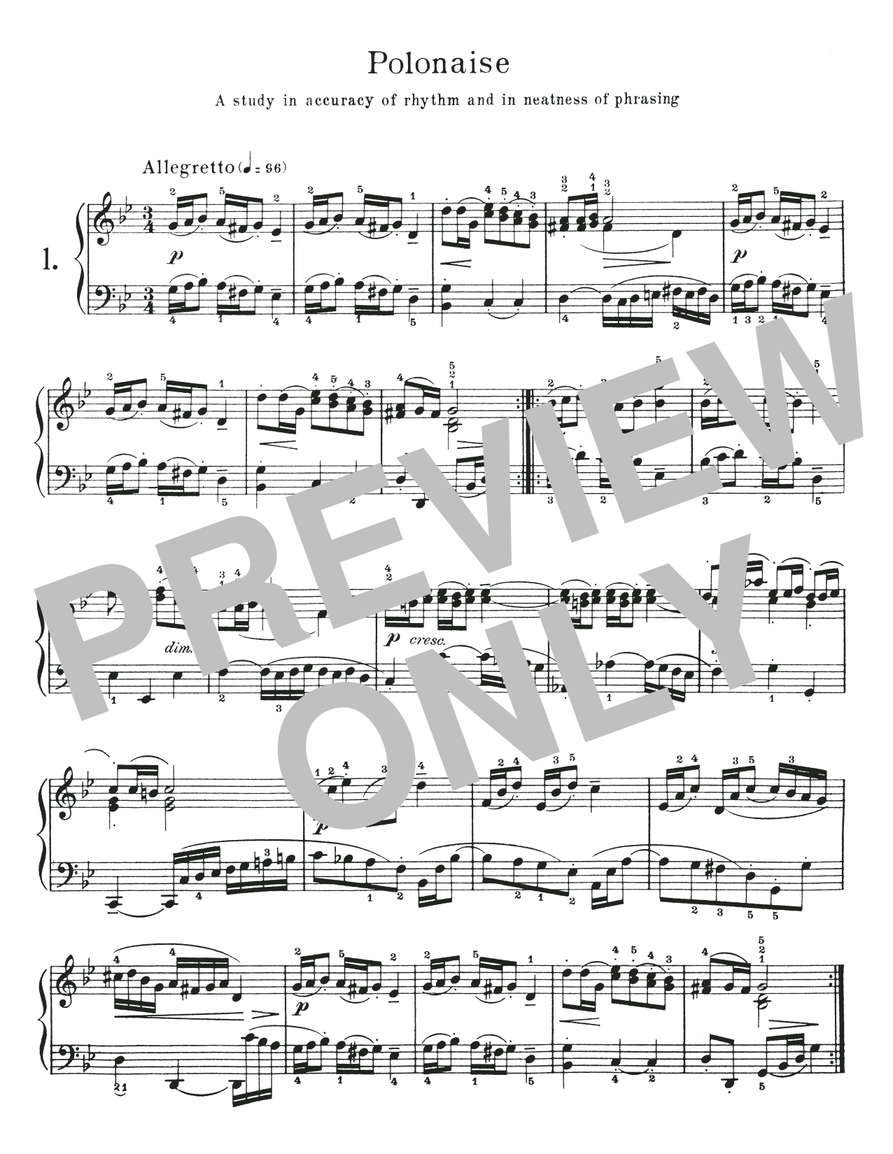 Johann Sebastian Bach Polonaise In G Minor, BWV Appendix 125 Sheet Music Notes & Chords for Piano Solo - Download or Print PDF