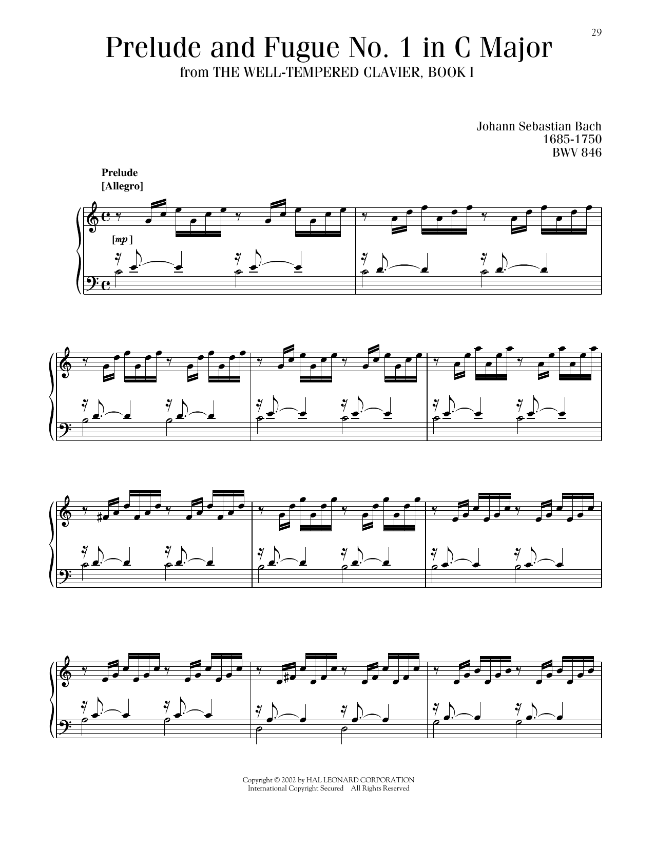 Johann Sebastian Bach Prelude And Fugue In C Major, BWV 553 Sheet Music Notes & Chords for Piano Solo - Download or Print PDF