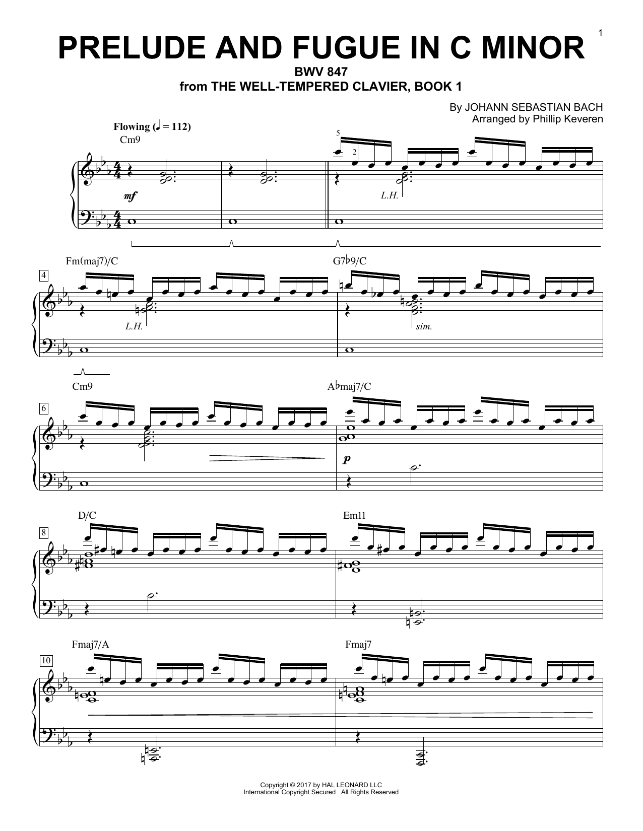 Johann Sebastian Bach Prelude And Fugue In C Minor, BWV 847 [Jazz version] (arr. Phillip Keveren) Sheet Music Notes & Chords for Piano - Download or Print PDF