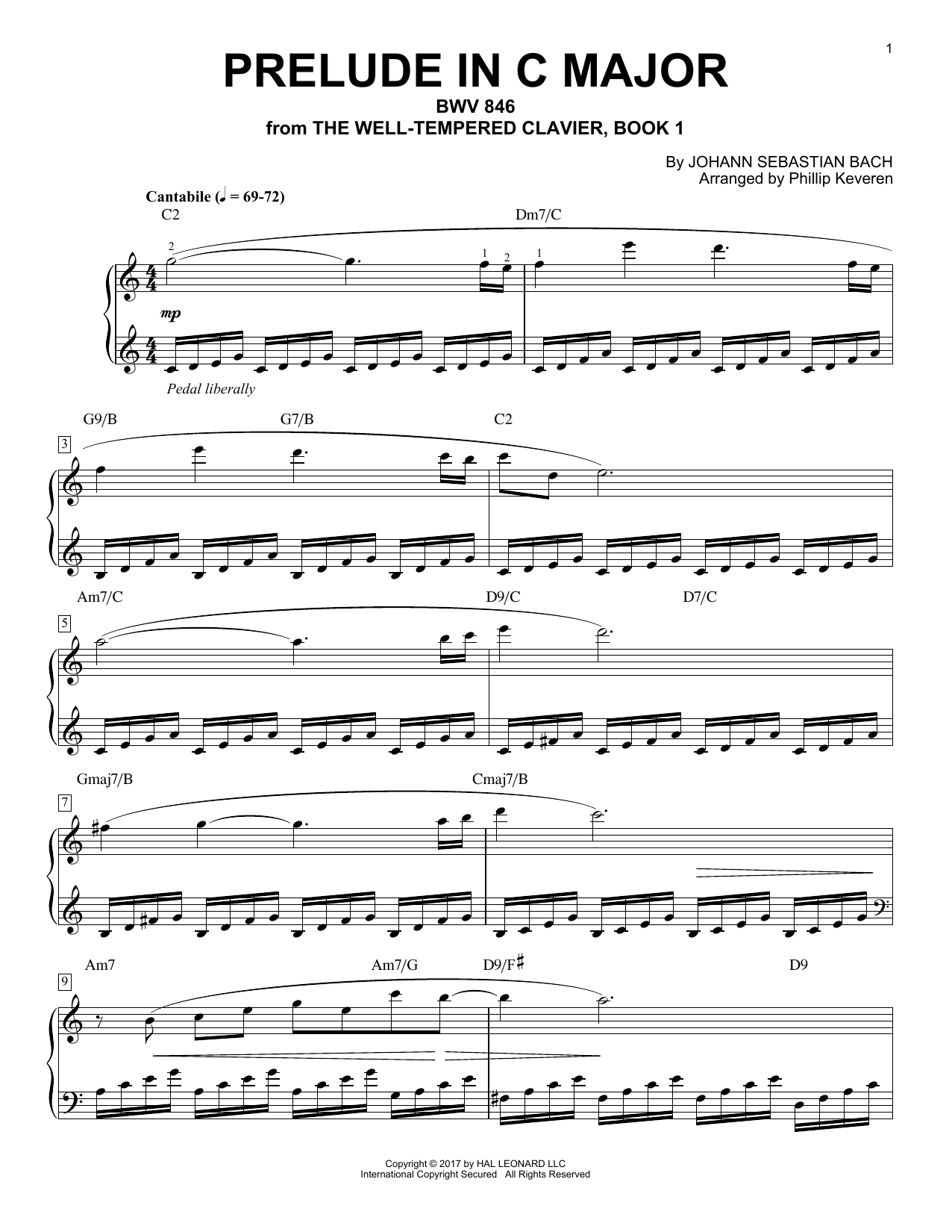 Johann Sebastian Bach Prelude In C Major, BWV 846 [Jazz version] (arr. Phillip Keveren) Sheet Music Notes & Chords for Piano - Download or Print PDF