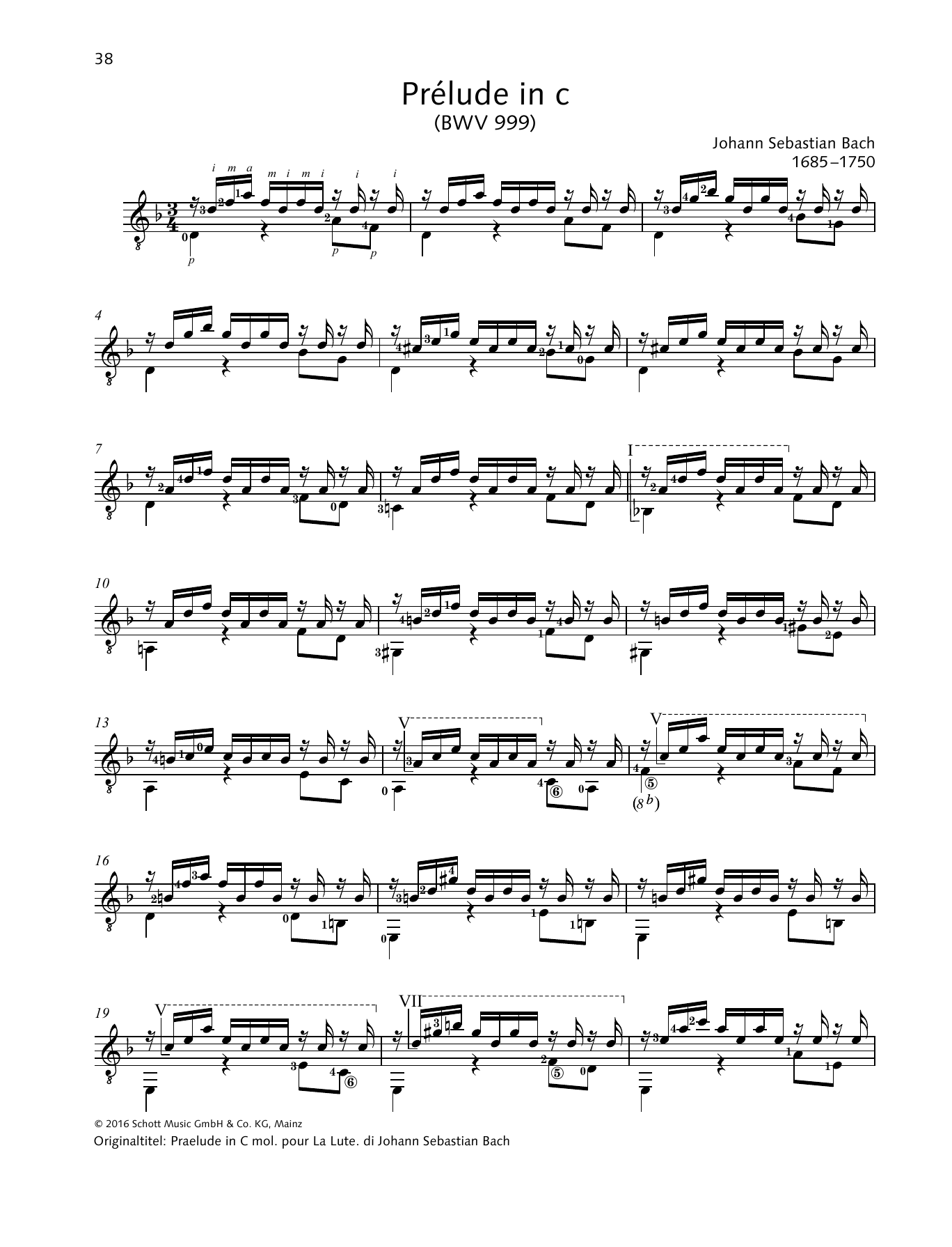 Johann Sebastian Bach Prelude in C Sheet Music Notes & Chords for Solo Guitar - Download or Print PDF