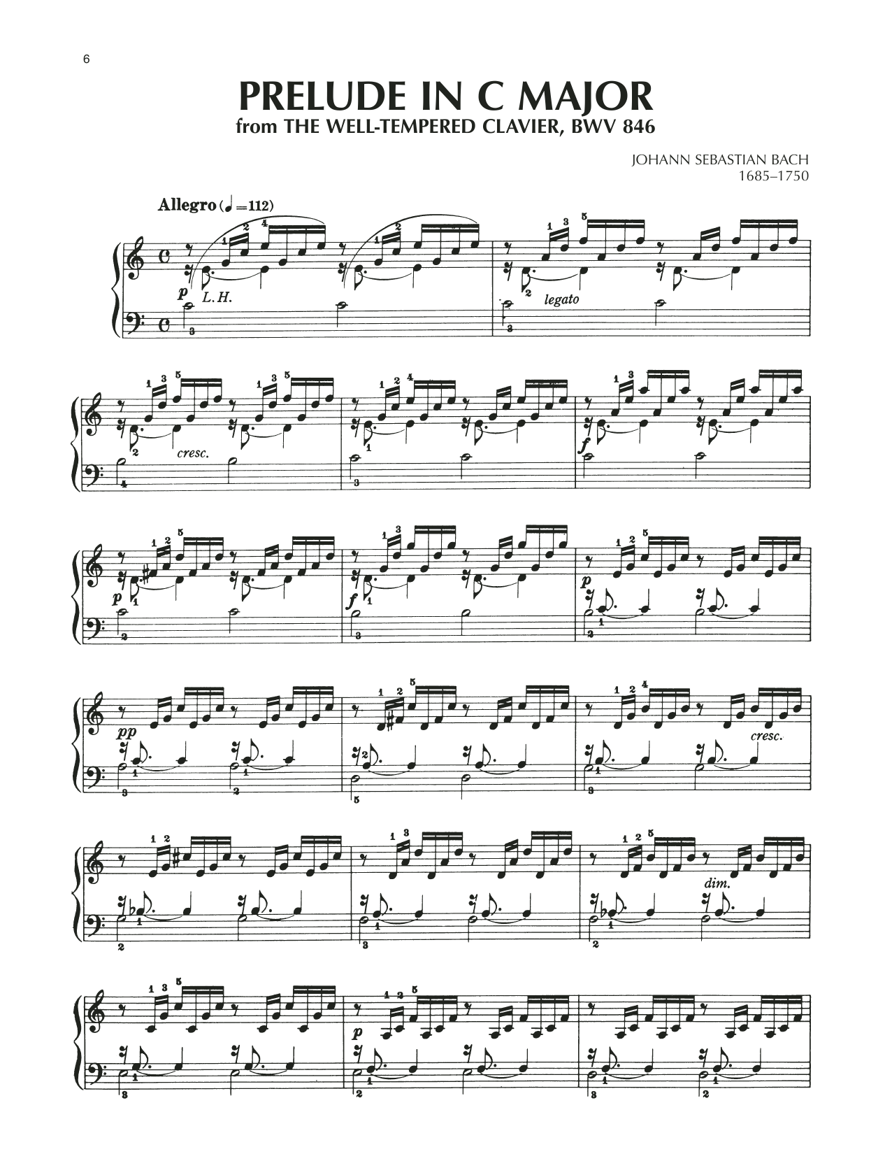 Johann Sebastian Bach Prelude No. 1 In C Major, BWV 846 Sheet Music Notes & Chords for Piano Solo - Download or Print PDF