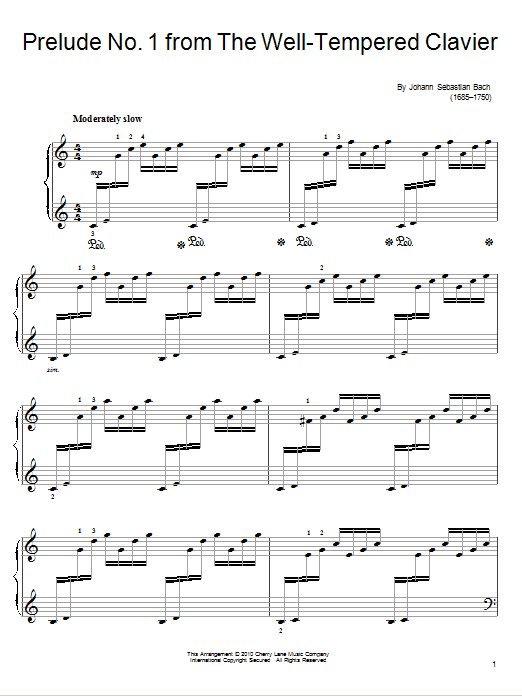 Johann Sebastian Bach Prelude and Fugue No. 1 in C Major (from The Well-Tempered Clavier Book I) Sheet Music Notes & Chords for Easy Piano - Download or Print PDF