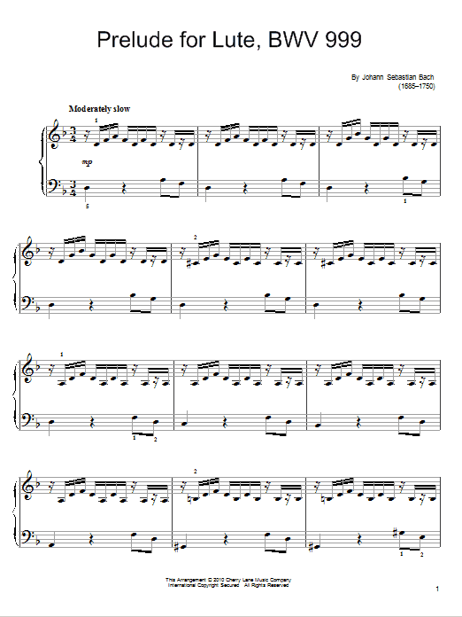 Johann Sebastian Bach Prelude Sheet Music Notes & Chords for Guitar Tab - Download or Print PDF