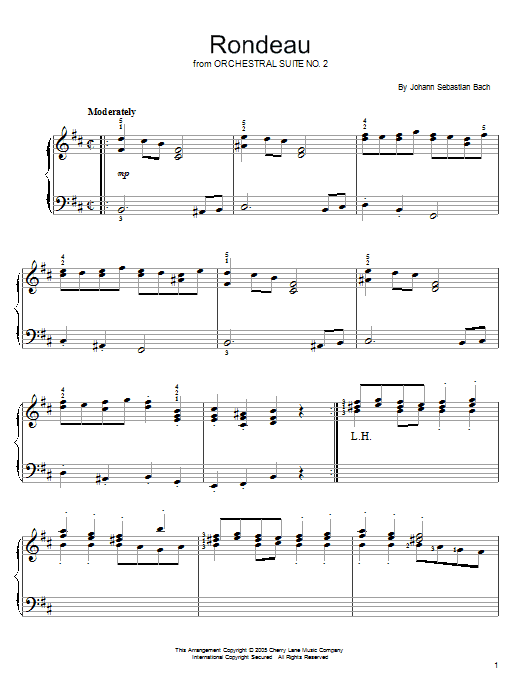 Johann Sebastian Bach Rondeau Sheet Music Notes & Chords for Easy Piano - Download or Print PDF