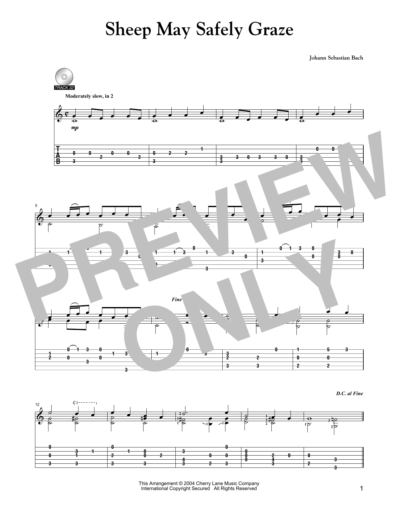 Johann Sebastian Bach Sheep May Safely Graze (arr. Mark Phillips) Sheet Music Notes & Chords for Solo Guitar Tab - Download or Print PDF