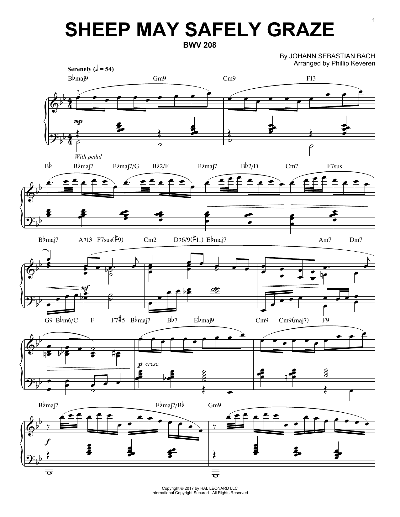 Johann Sebastian Bach Sheep May Safely Graze, BWV 208 [Jazz version] (arr. Phillip Keveren) Sheet Music Notes & Chords for Piano - Download or Print PDF