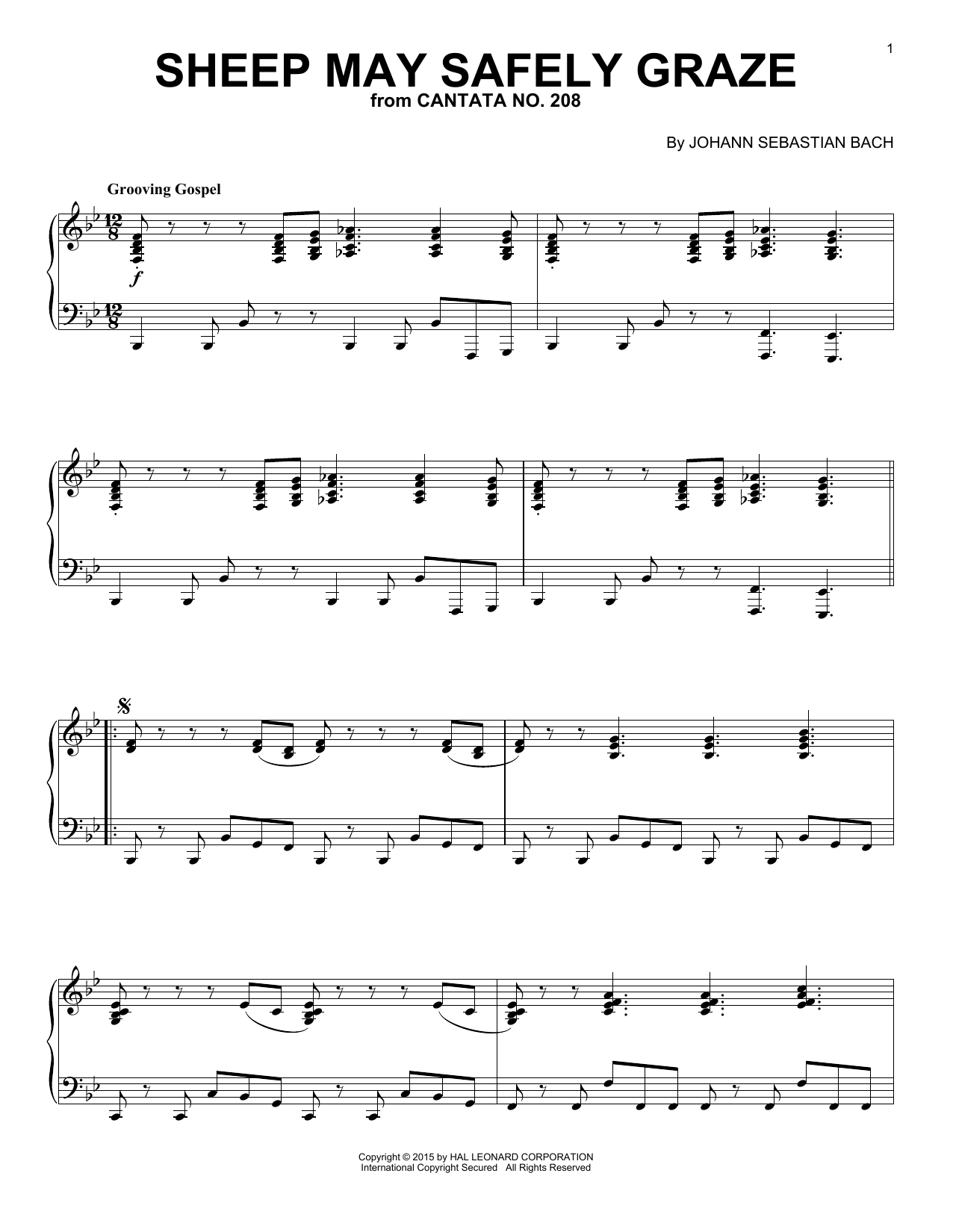 Johann Sebastian Bach Sheep May Safely Graze [Jazz version] Sheet Music Notes & Chords for Piano - Download or Print PDF