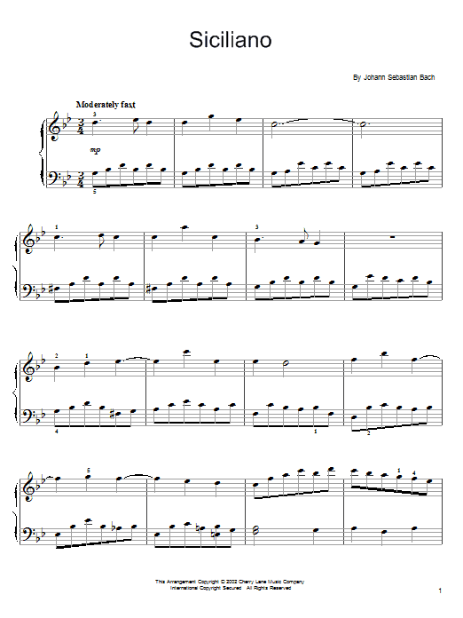 Johann Sebastian Bach Siciliano Sheet Music Notes & Chords for Alto Saxophone - Download or Print PDF