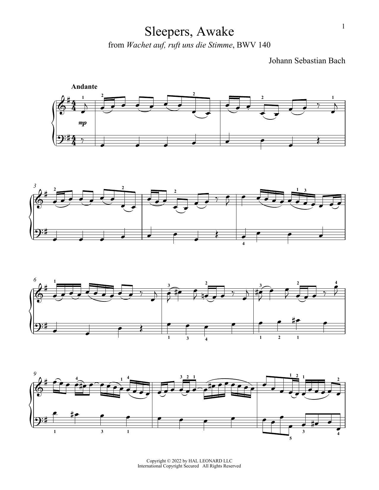 Johann Sebastian Bach Sleepers, Awake, BWV 140 (Wachet Auf) Sheet Music Notes & Chords for Mandolin Tab - Download or Print PDF