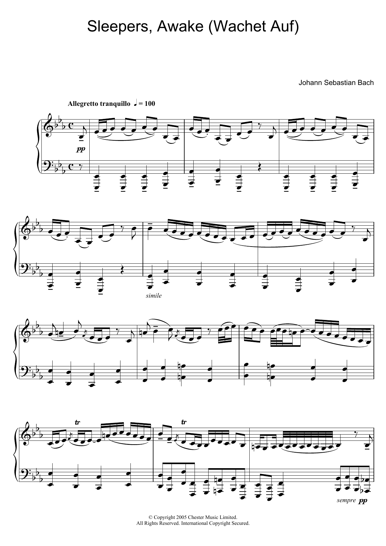 Johann Sebastian Bach Sleepers, Awake (Wachet Auf) Sheet Music Notes & Chords for Easy Piano - Download or Print PDF