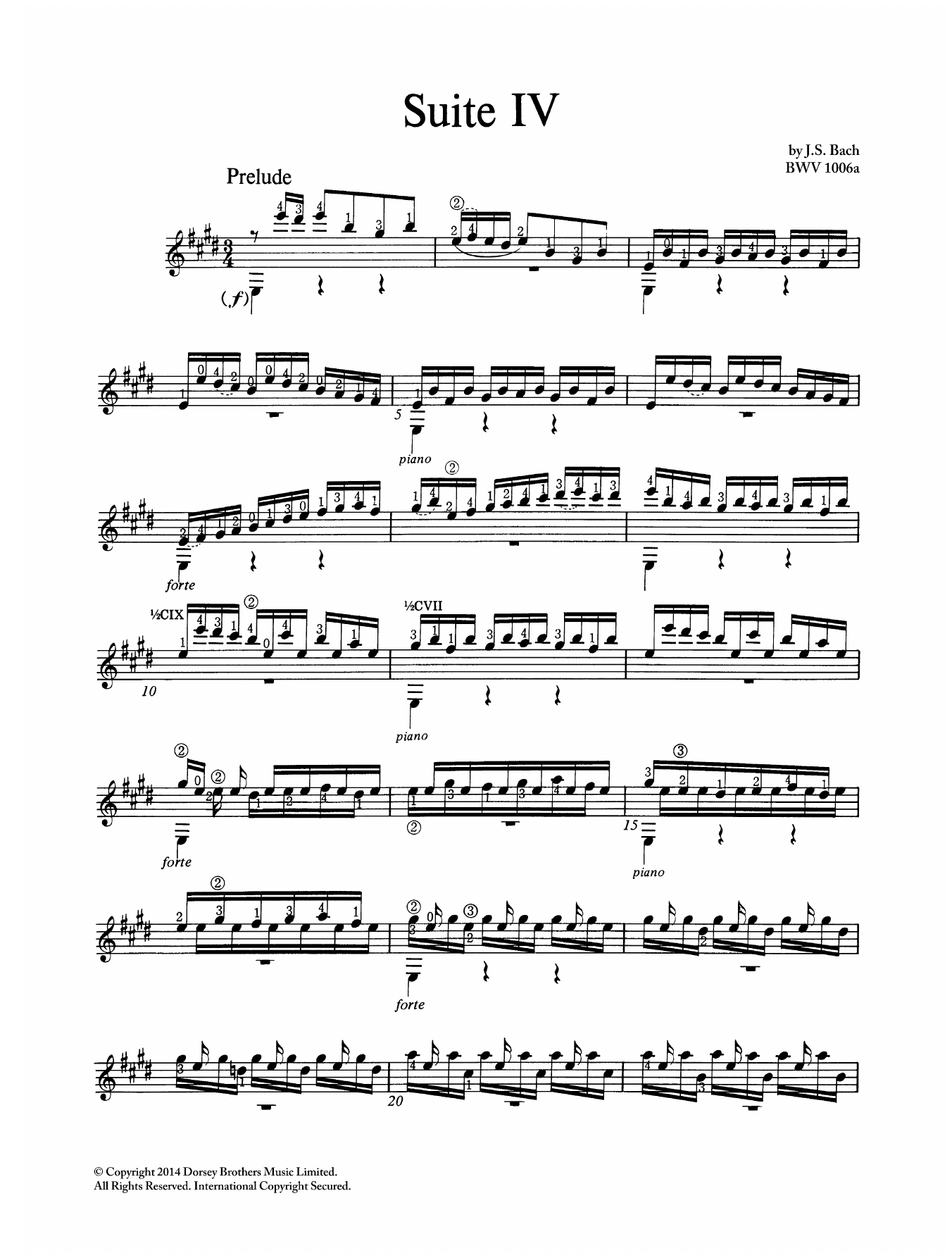 Johann Sebastian Bach Suite In E Major BWV 1006A Sheet Music Notes & Chords for Guitar - Download or Print PDF