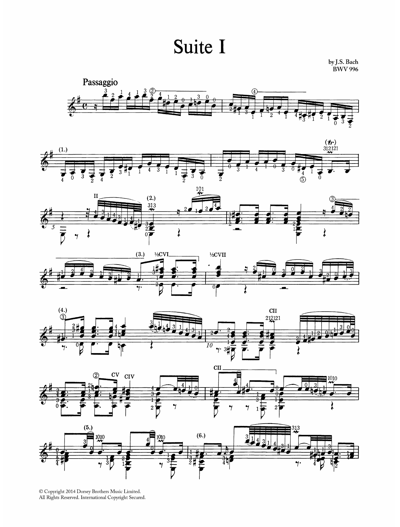 Johann Sebastian Bach Suite In E Minor BWV 996 Sheet Music Notes & Chords for Guitar Tab Play-Along - Download or Print PDF