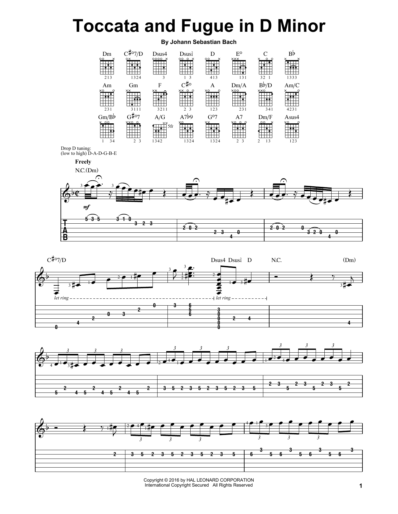 Johann Sebastian Bach Toccata And Fugue In D Minor Sheet Music Notes & Chords for Easy Guitar Tab - Download or Print PDF