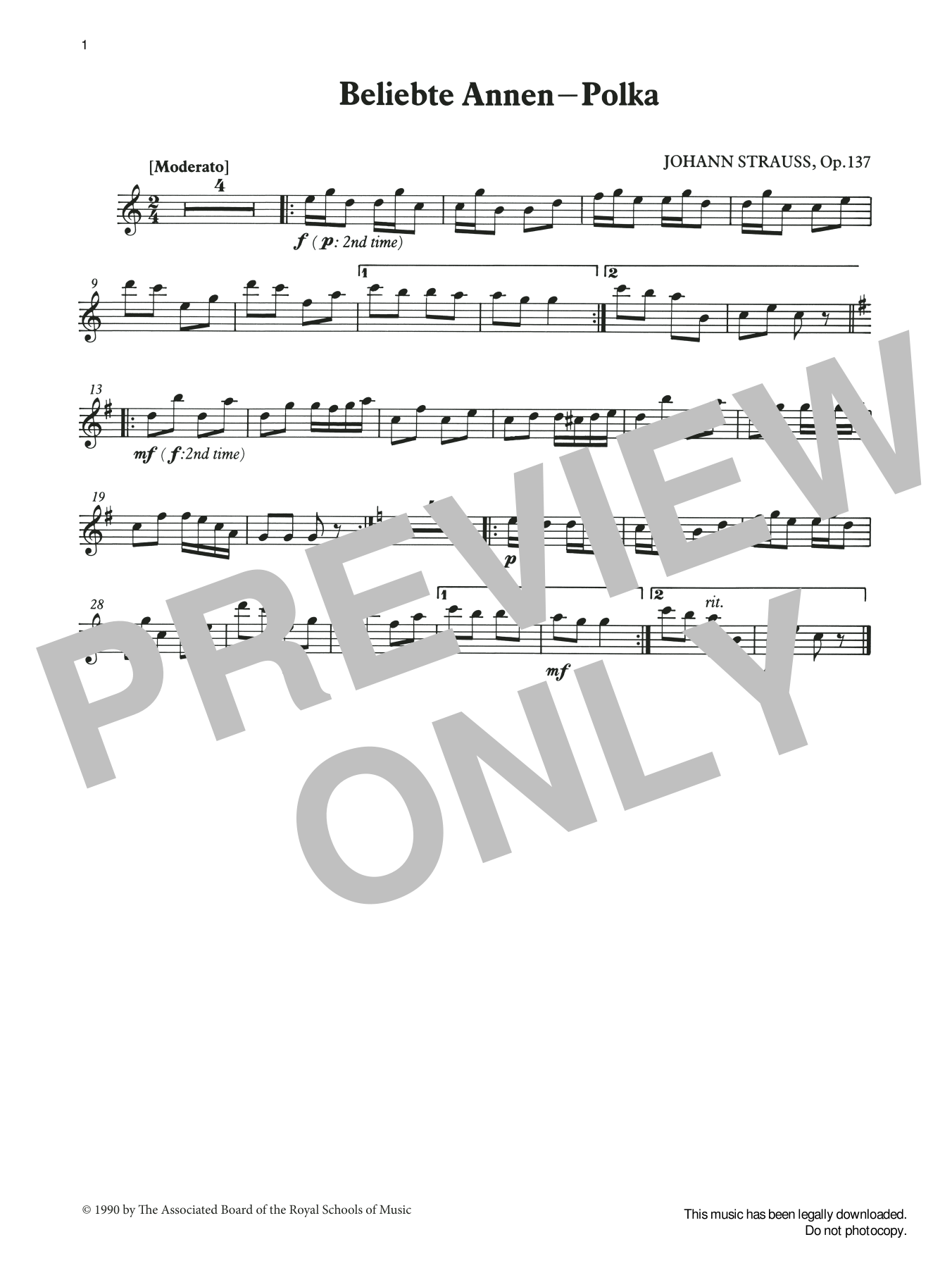 Johann Strauss I Beliebte Annen - Polka (score & part) from Graded Music for Tuned Percussion, Book I Sheet Music Notes & Chords for Percussion Solo - Download or Print PDF Johann Strauss I Beliebte Annen - Polka (score & part) from Graded Music for Tuned Percussion, Book I Sheet Music Notes & Chords for Percussion Solo - Download or Print PDF