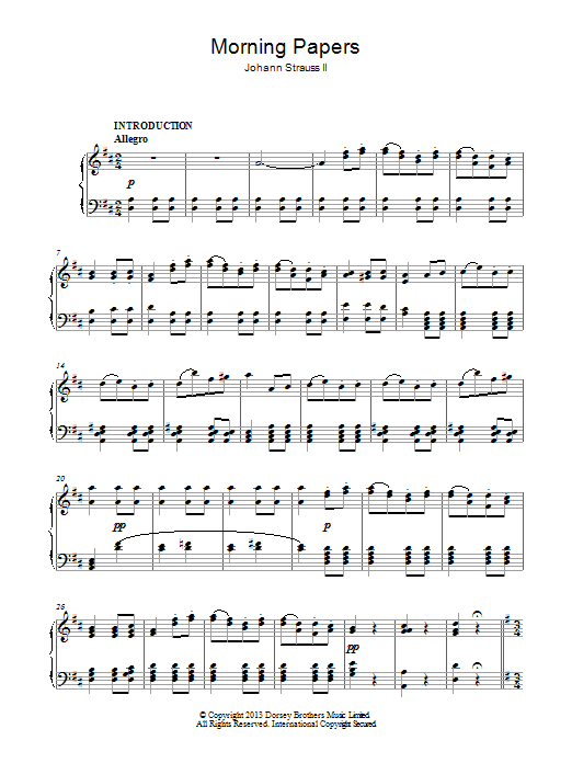 Johann Strauss II Morning Papers Sheet Music Notes & Chords for Piano - Download or Print PDF