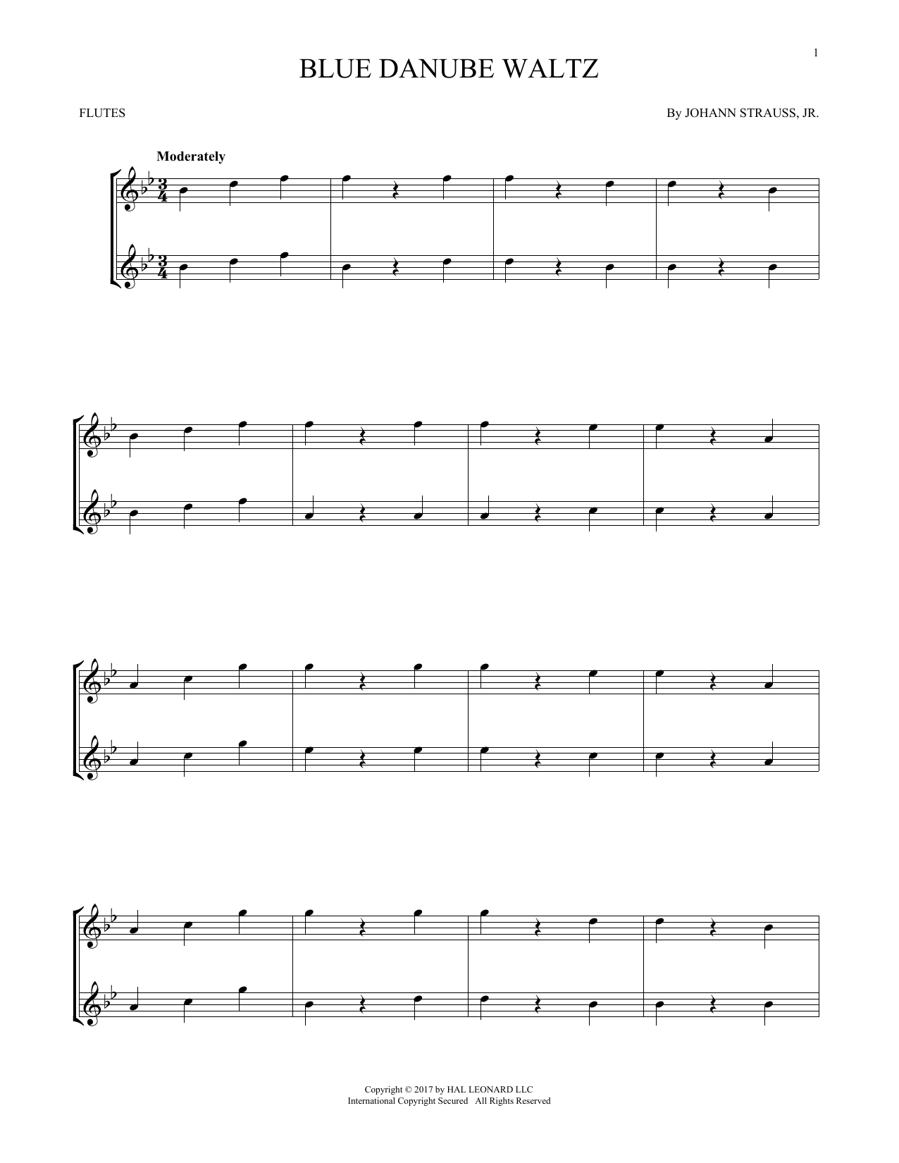 Johann Strauss II The Beautiful Blue Danube, Op. 314 Sheet Music Notes & Chords for Trumpet Duet - Download or Print PDF