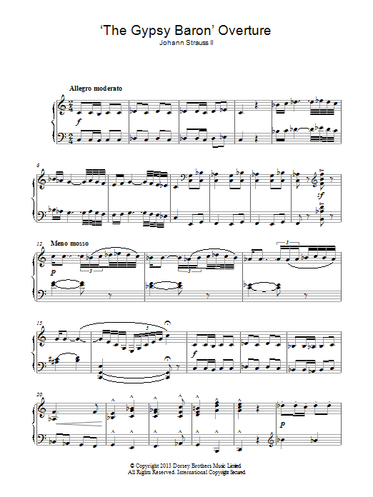 Johann Strauss II The Gypsy Baron Sheet Music Notes & Chords for Piano - Download or Print PDF