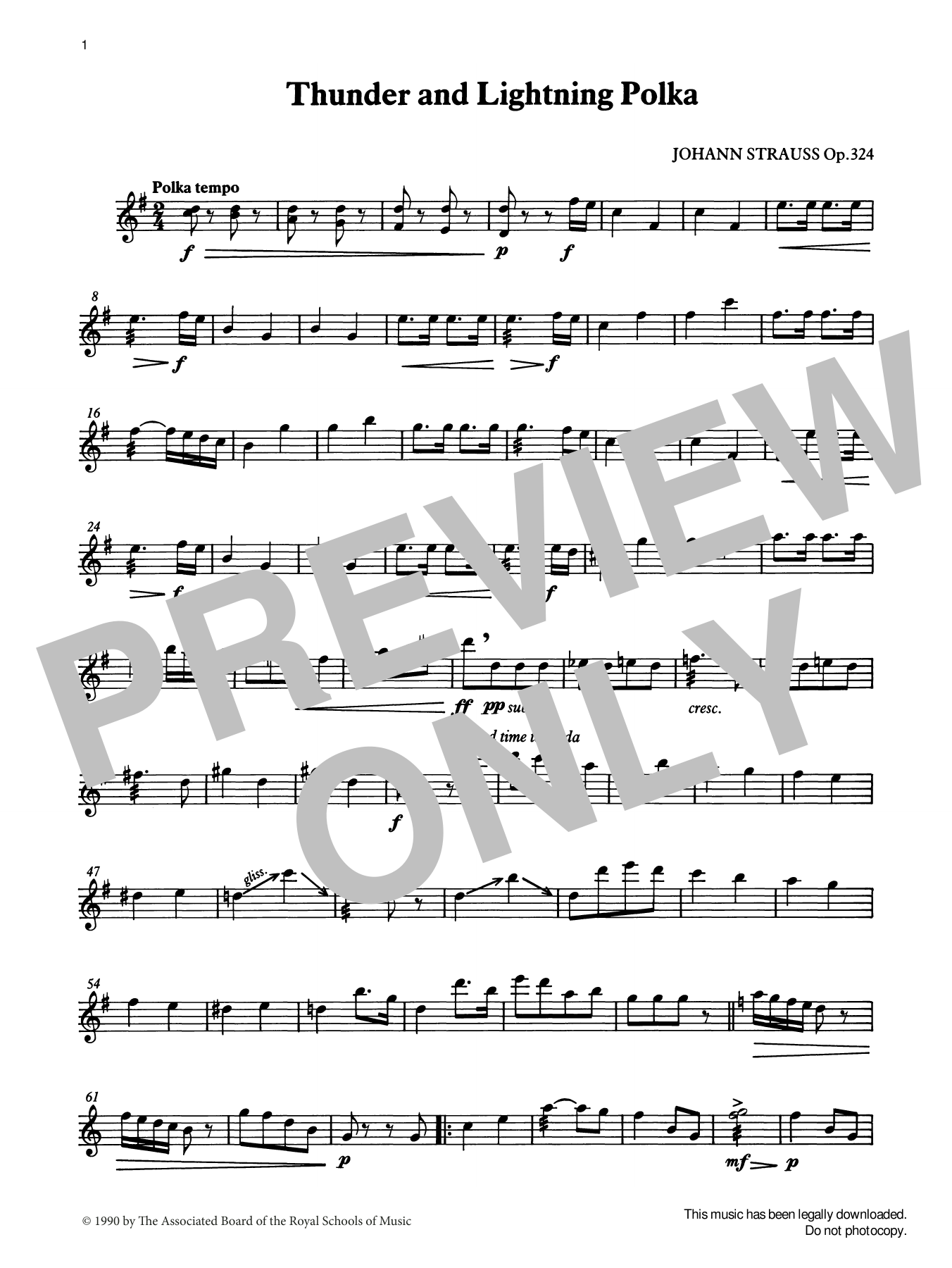 Johann Strauss II Thunder and Lightning Polka from Graded Music for Tuned Percussion, Book IV Sheet Music Notes & Chords for Percussion Solo - Download or Print PDF