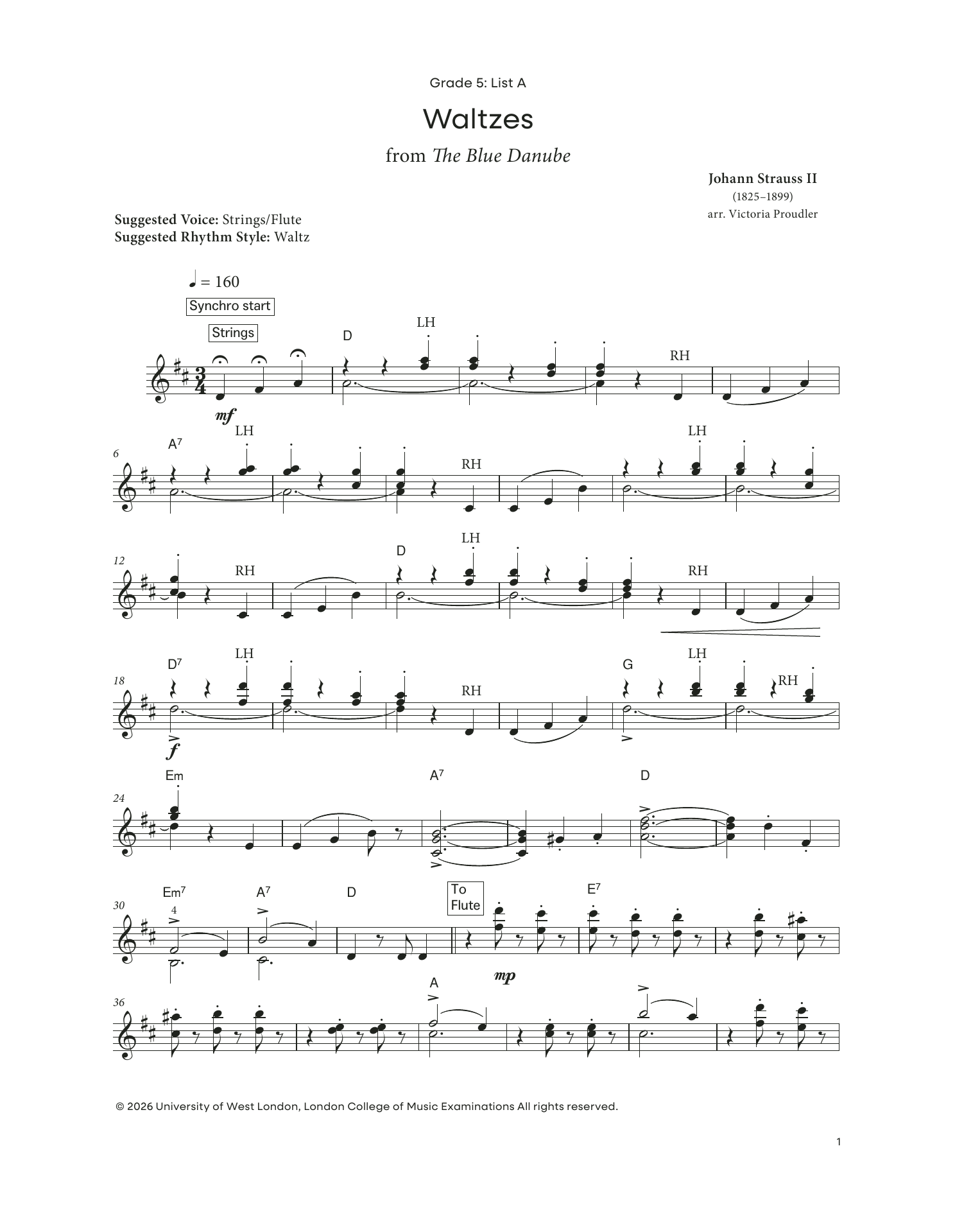 Johann Strauss II Waltzes (from LCME Electronic Keyboard Grade 5 List A) Sheet Music Notes & Chords for Piano Solo - Download or Print PDF