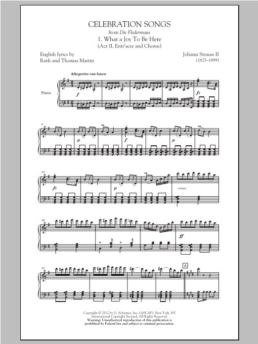 Johann Strauss II What A Joy To Be Here Sheet Music Notes & Chords for SATB - Download or Print PDF