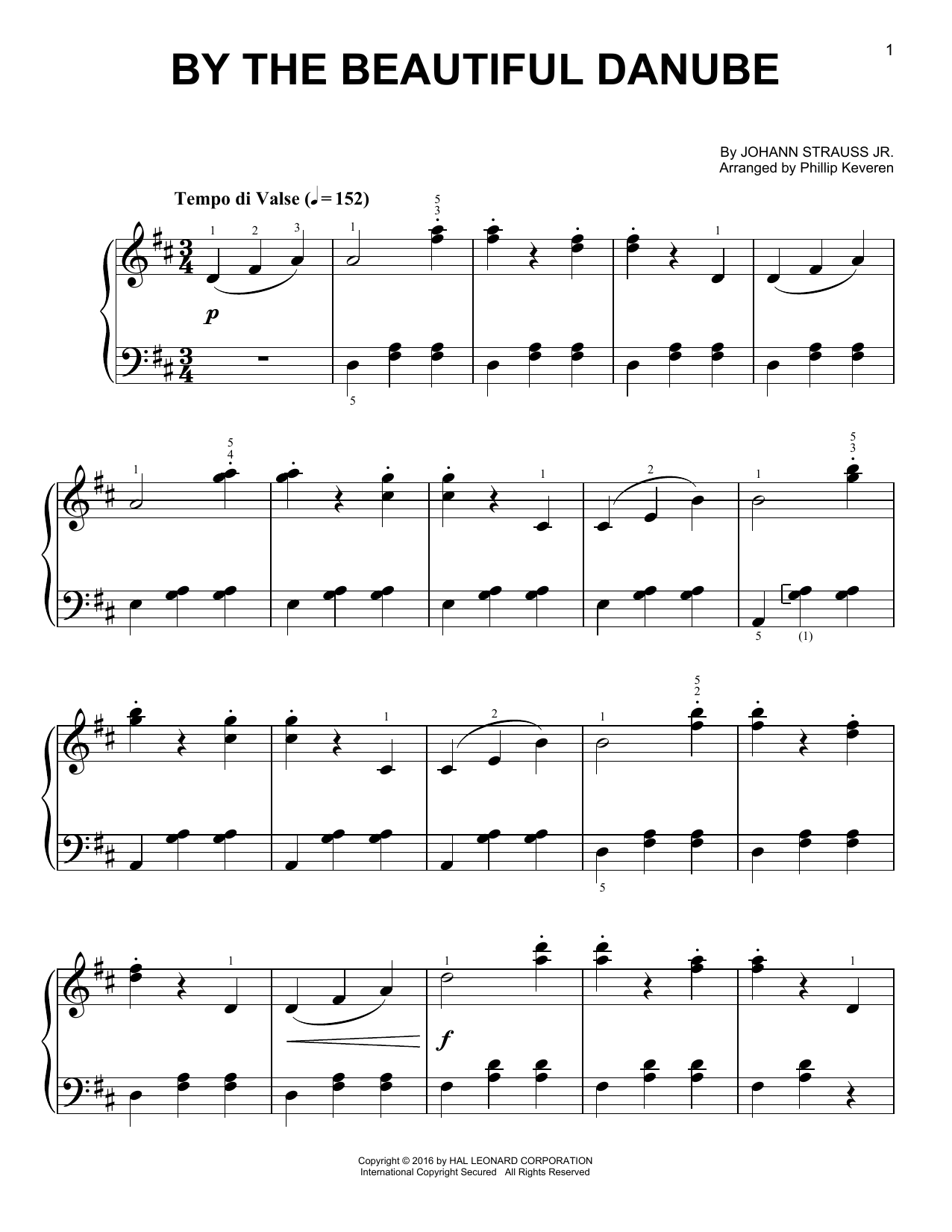 Johann Strauss, Jr. By The Beautiful Blue Danube [Classical version] (arr. Phillip Keveren) Sheet Music Notes & Chords for Easy Piano - Download or Print PDF