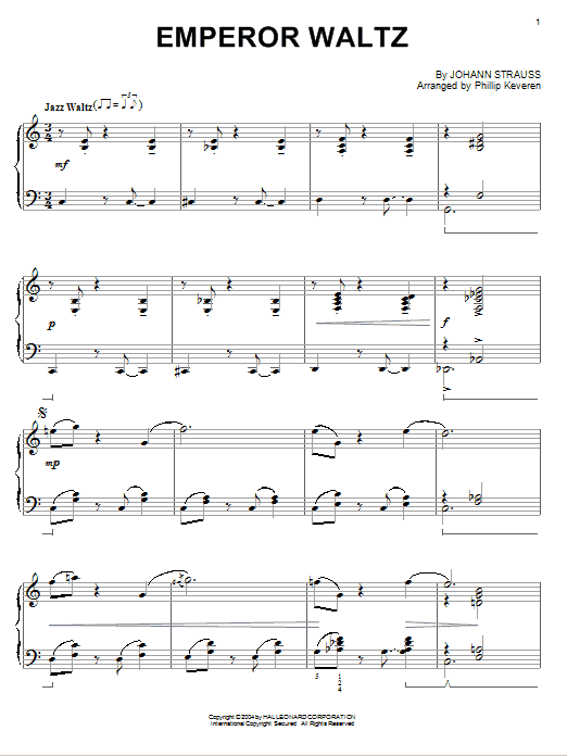 Johann Strauss Jr. Emperor Waltz [Jazz version] (arr. Phillip Keveren) Sheet Music Notes & Chords for Piano - Download or Print PDF