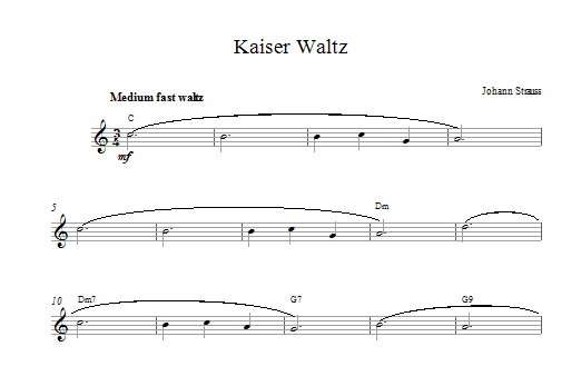 Johann Strauss II Kaiser Waltz Sheet Music Notes & Chords for Melody Line & Chords - Download or Print PDF
