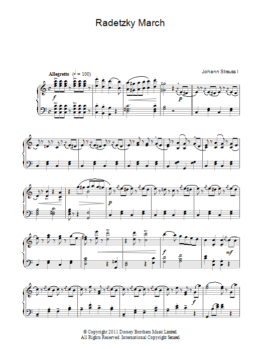 Johann Strauss Radetzky March Op. 228 Sheet Music Notes & Chords for Alto Saxophone - Download or Print PDF