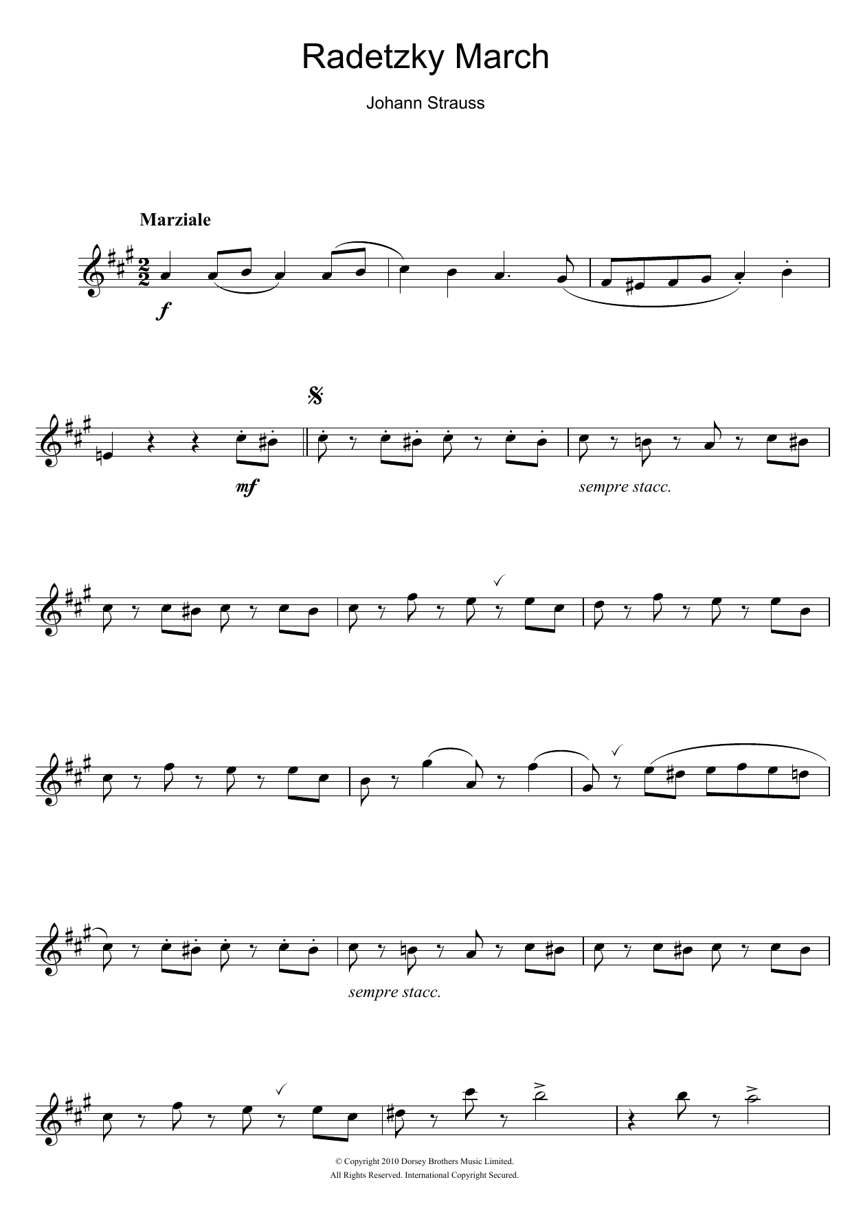 Johann Strauss Radetzky March Op. 228 Sheet Music Notes & Chords for Alto Saxophone - Download or Print PDF
