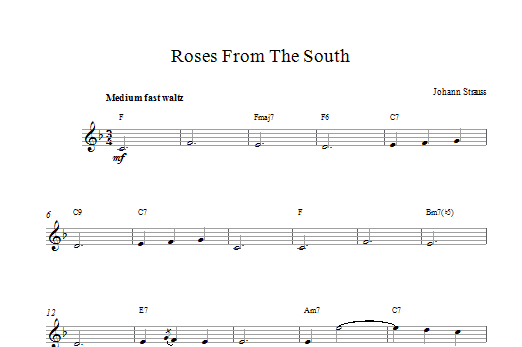 Johann Strauss II Roses From The South Sheet Music Notes & Chords for Melody Line & Chords - Download or Print PDF