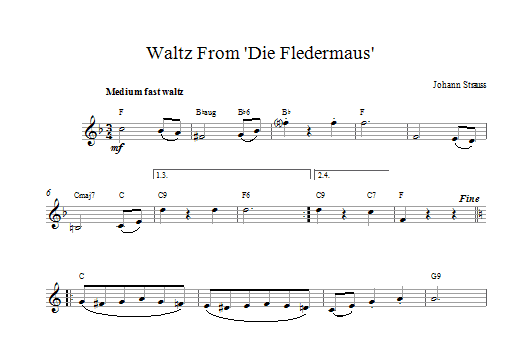 Johann Strauss II Die Fledermaus Waltz Sheet Music Notes & Chords for Melody Line & Chords - Download or Print PDF