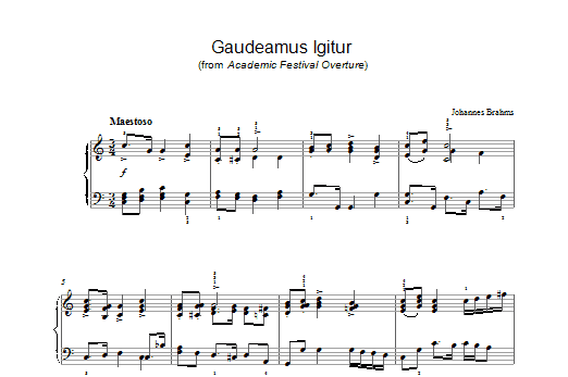 Johannes Brahms Gaudeamus Igitur (from Academic Festival Overture) Sheet Music Notes & Chords for Piano - Download or Print PDF