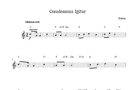 Johannes Brahms Gaudeamus Igitur Sheet Music Notes & Chords for Melody Line & Chords - Download or Print PDF