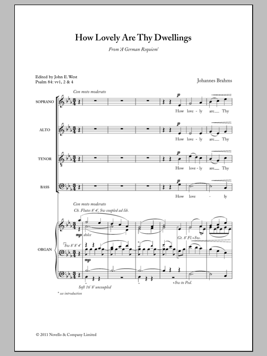 Johannes Brahms How Lovely Are Thy Dwellings Sheet Music Notes & Chords for SATB - Download or Print PDF
