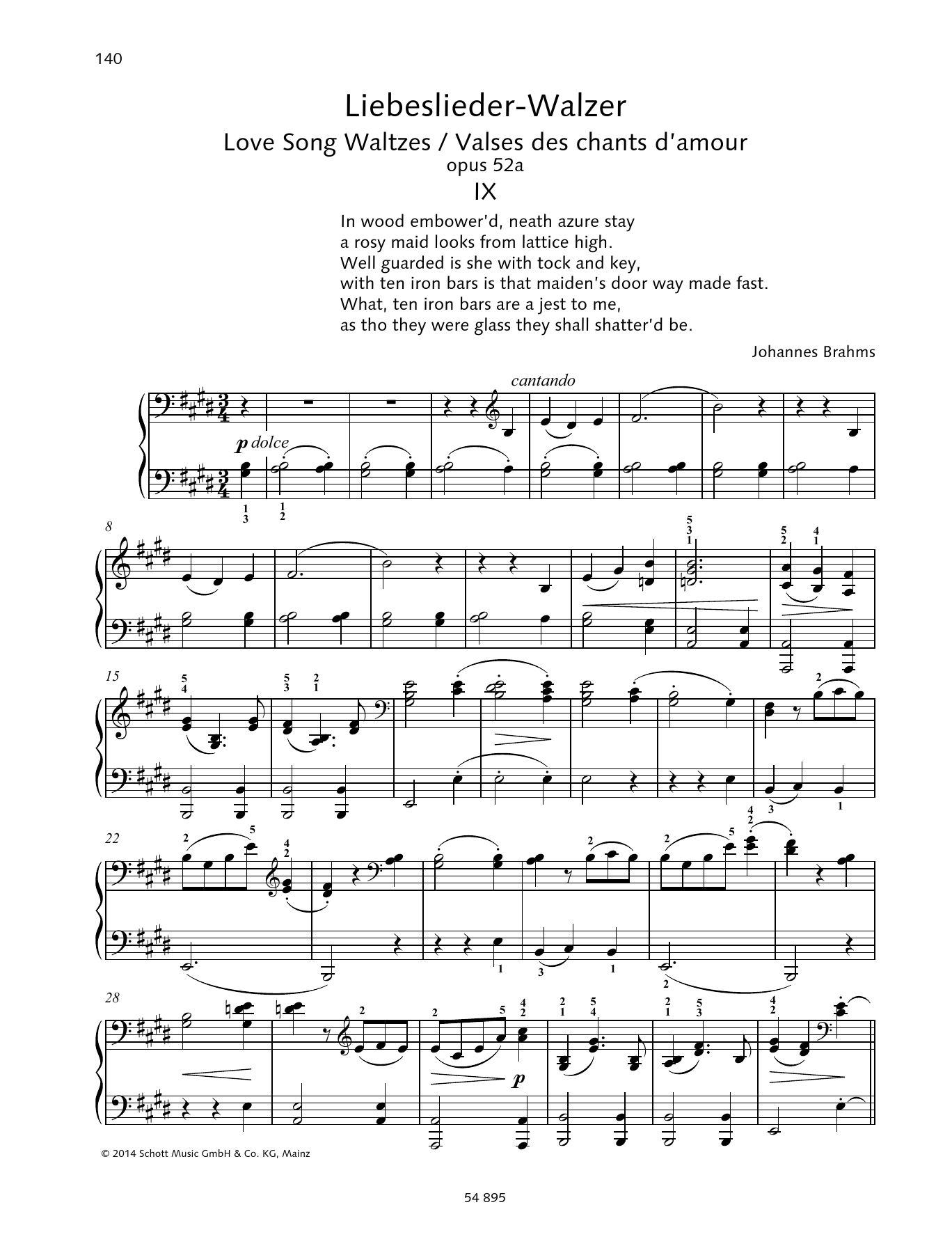 Johannes Brahms Love Song Waltzes Sheet Music Notes & Chords for Piano Duet - Download or Print PDF