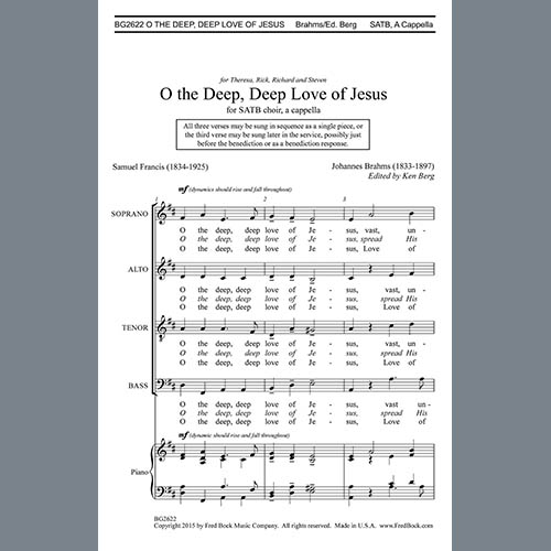 Johannes Brahms, O The Deep, Deep Love Of Jesus (ed. Ken Berg), SATB Choir
