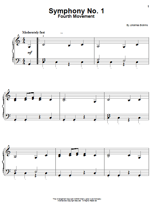 Johannes Brahms Symphony No. 1 In C Minor, Fourth Movement Excerpt Sheet Music Notes & Chords for Flute - Download or Print PDF