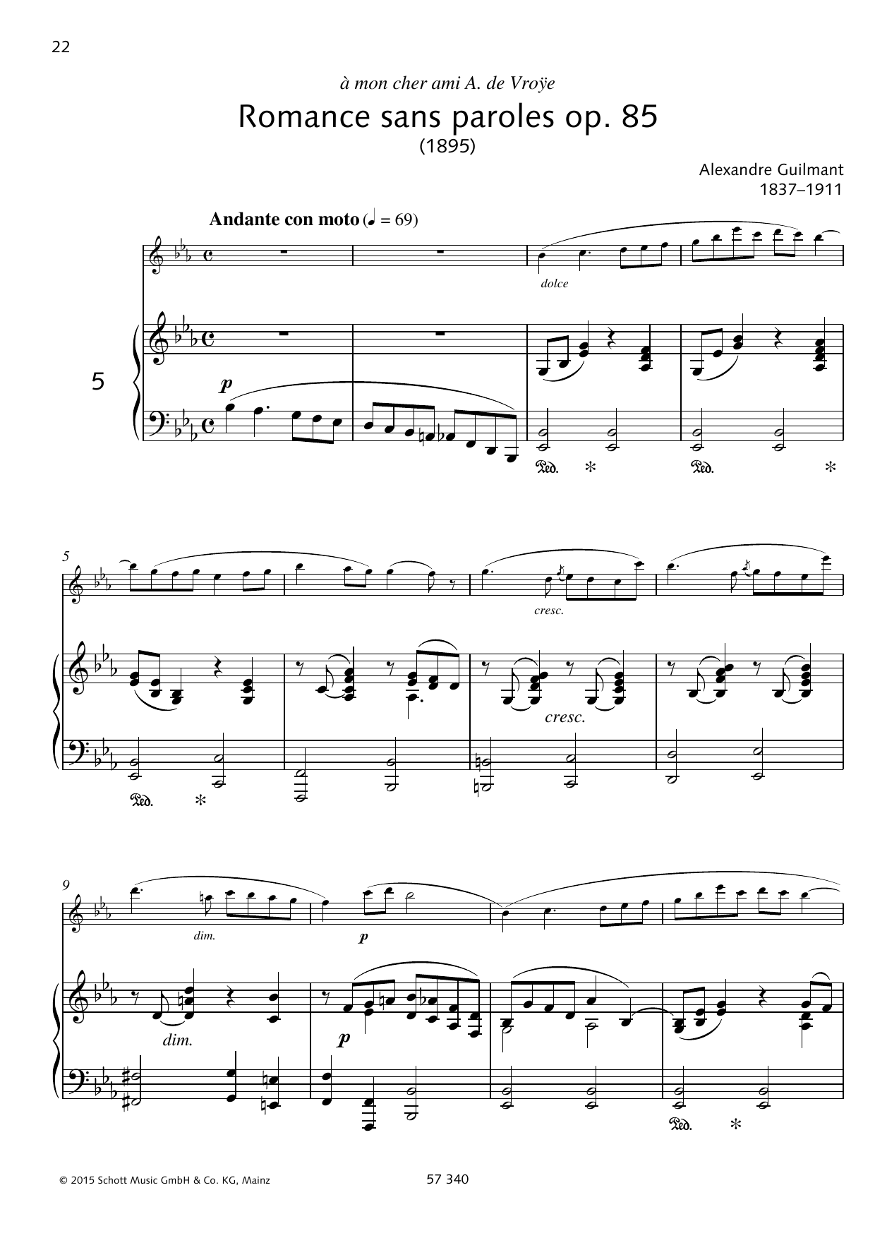 Johannes Donjon Romance sans Paroles Sheet Music Notes & Chords for Woodwind Solo - Download or Print PDF