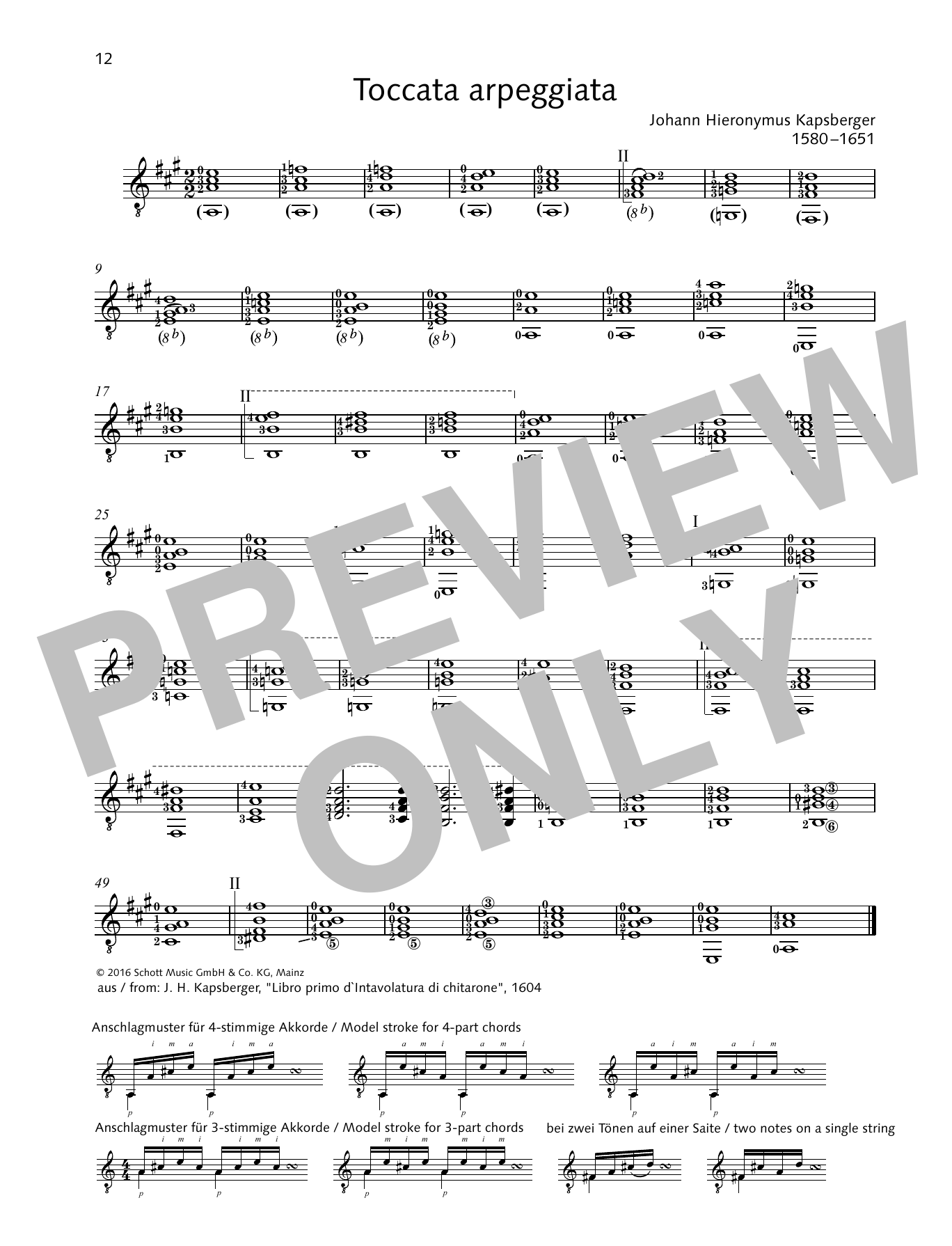 Johannes Hieronymus von Kapsberger Toccata arpeggiata Sheet Music Notes & Chords for Solo Guitar - Download or Print PDF
