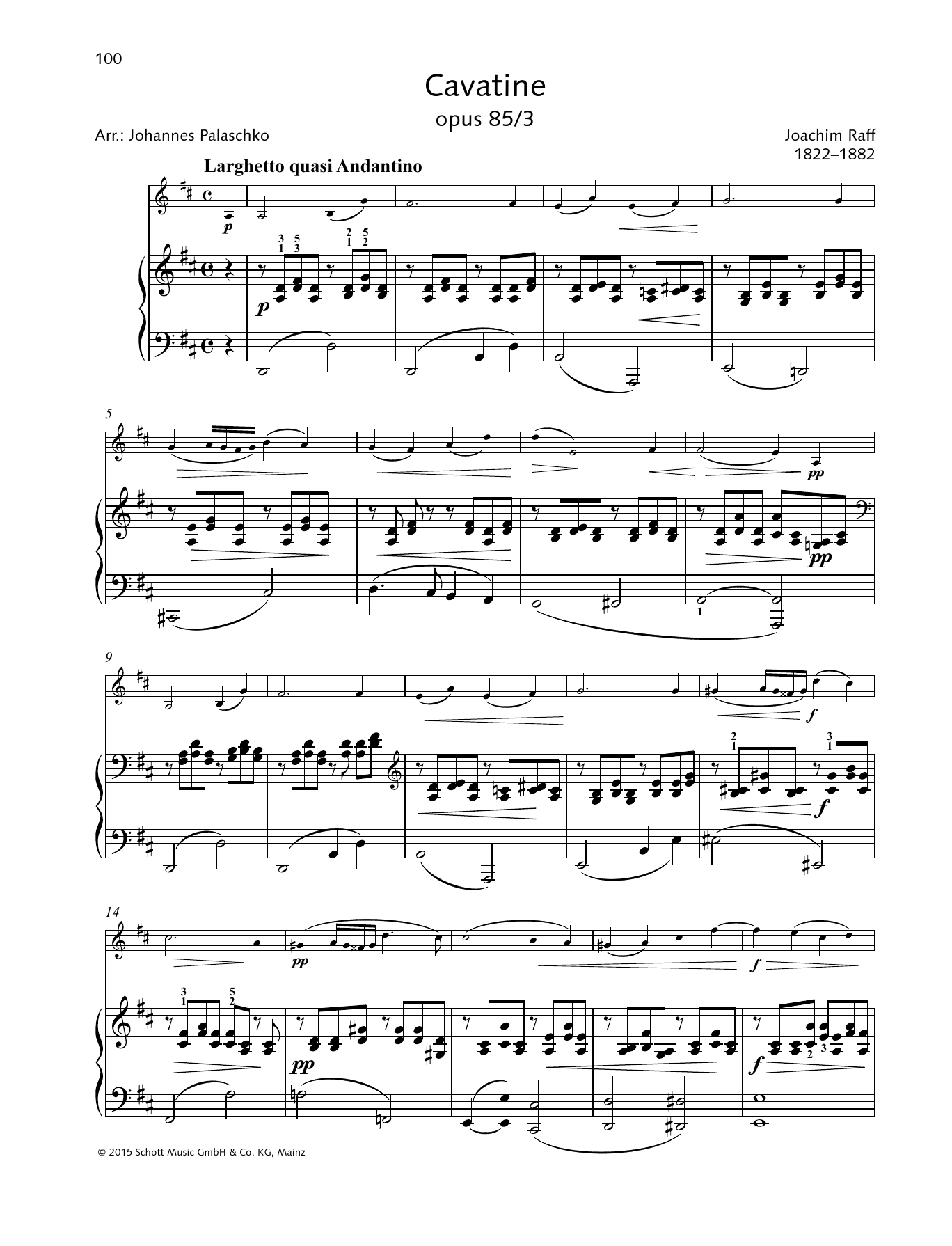 Johannes Palaschko Cavatine Sheet Music Notes & Chords for String Solo - Download or Print PDF
