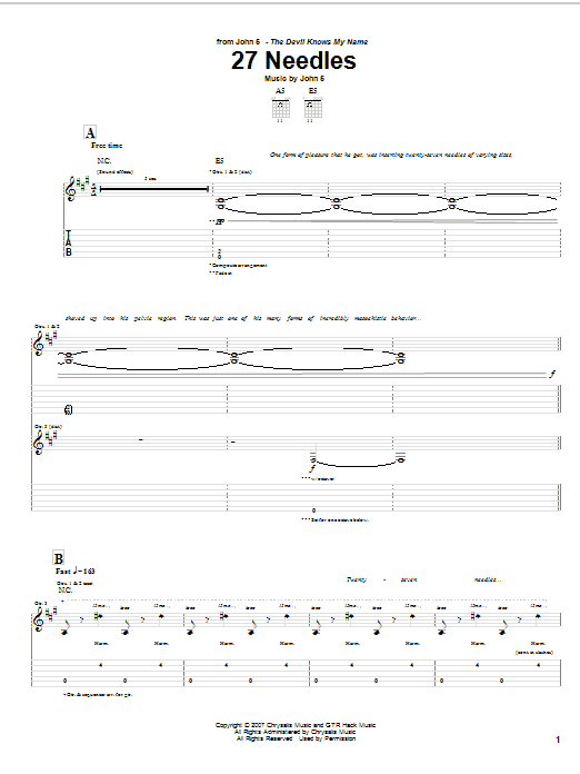 John 5 27 Needles Sheet Music Notes & Chords for Guitar Tab - Download or Print PDF