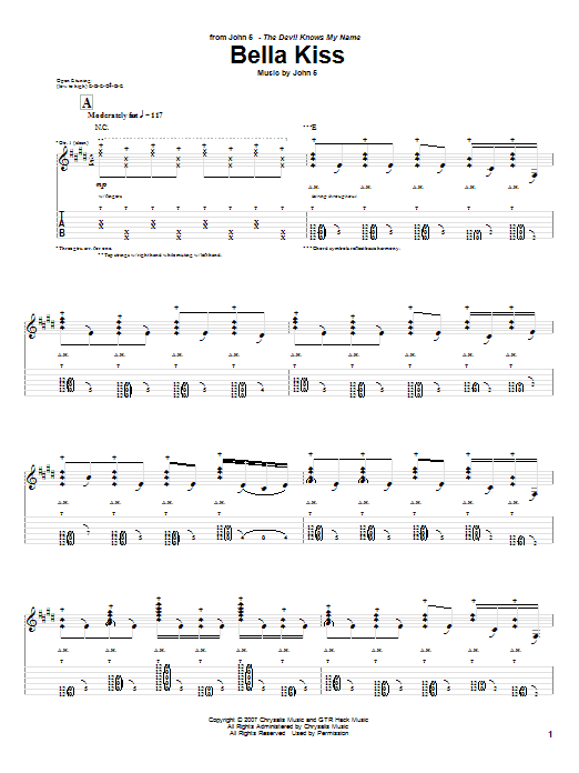 John 5 Bella Kiss Sheet Music Notes & Chords for Guitar Tab - Download or Print PDF