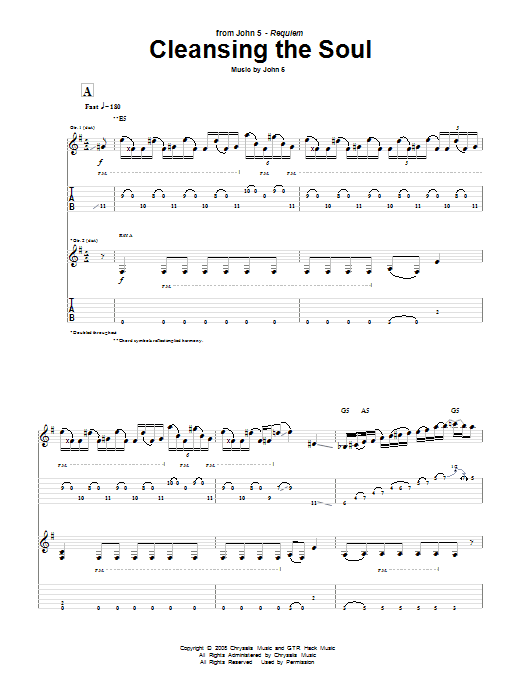 John 5 Cleansing The Soul Sheet Music Notes & Chords for Guitar Tab - Download or Print PDF