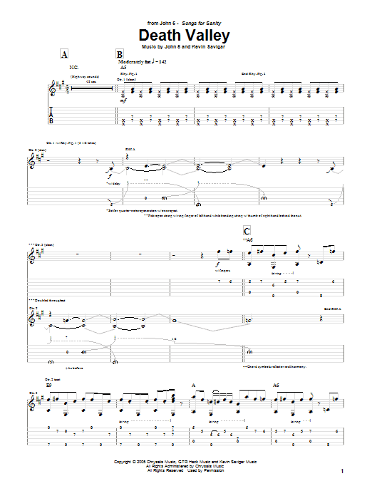 John 5 Death Valley Sheet Music Notes & Chords for Guitar Tab - Download or Print PDF