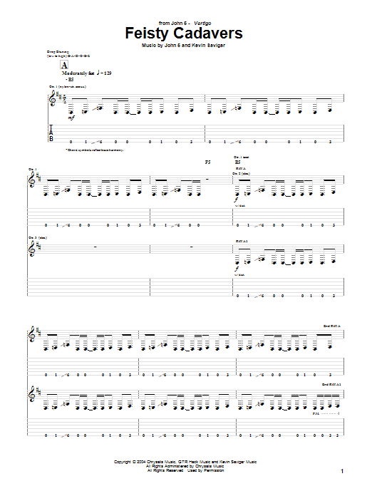 John 5 Feisty Cadavers Sheet Music Notes & Chords for Guitar Tab - Download or Print PDF