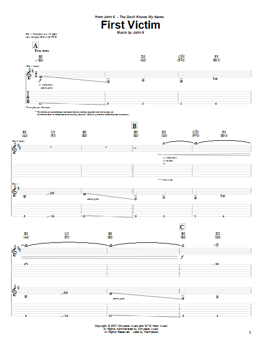 John 5 First Victim Sheet Music Notes & Chords for Guitar Tab - Download or Print PDF