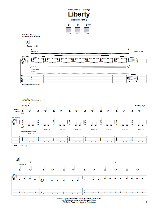 John 5 Liberty Sheet Music Notes & Chords for Guitar Tab - Download or Print PDF