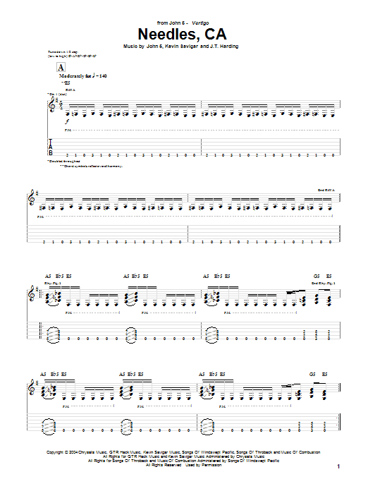John 5 Needles, CA Sheet Music Notes & Chords for Guitar Tab - Download or Print PDF
